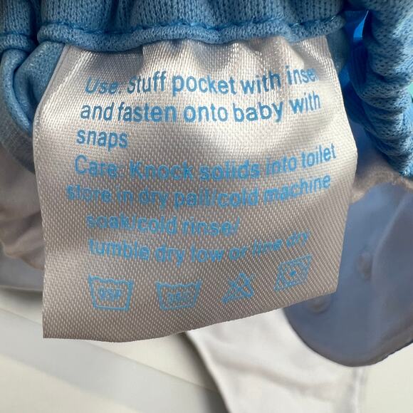 ALVABABY Cloth Diaper Reusable One Size Adjustable Blue & Gray With 4 Inserts - Picture 4 of 10